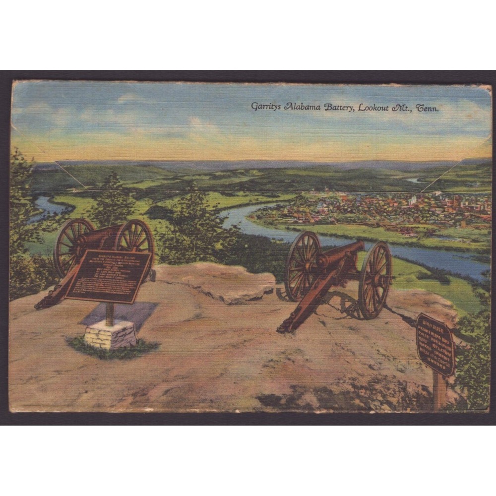 Lookout Mountain Chattanooga Tennessee TN Linen Postcard Folder Curt Teich 1942 - Picture 2 of 2
